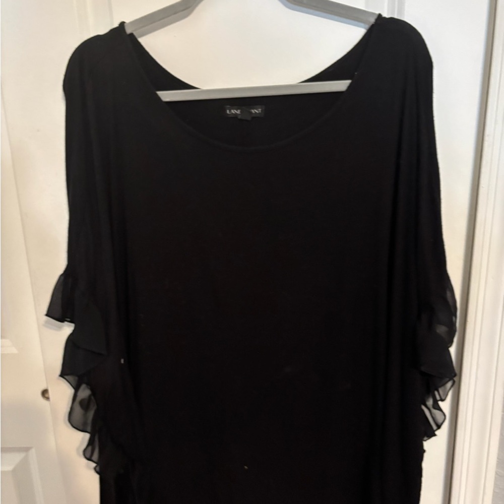 Lane Bryant Black Ruffle Sleeve Top